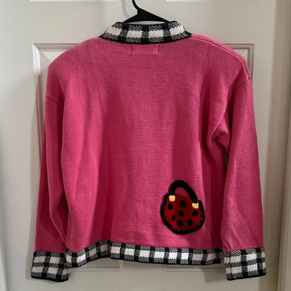 Berek2 Pink Cardigan with Checkered Trim - Picture 7 of 13
